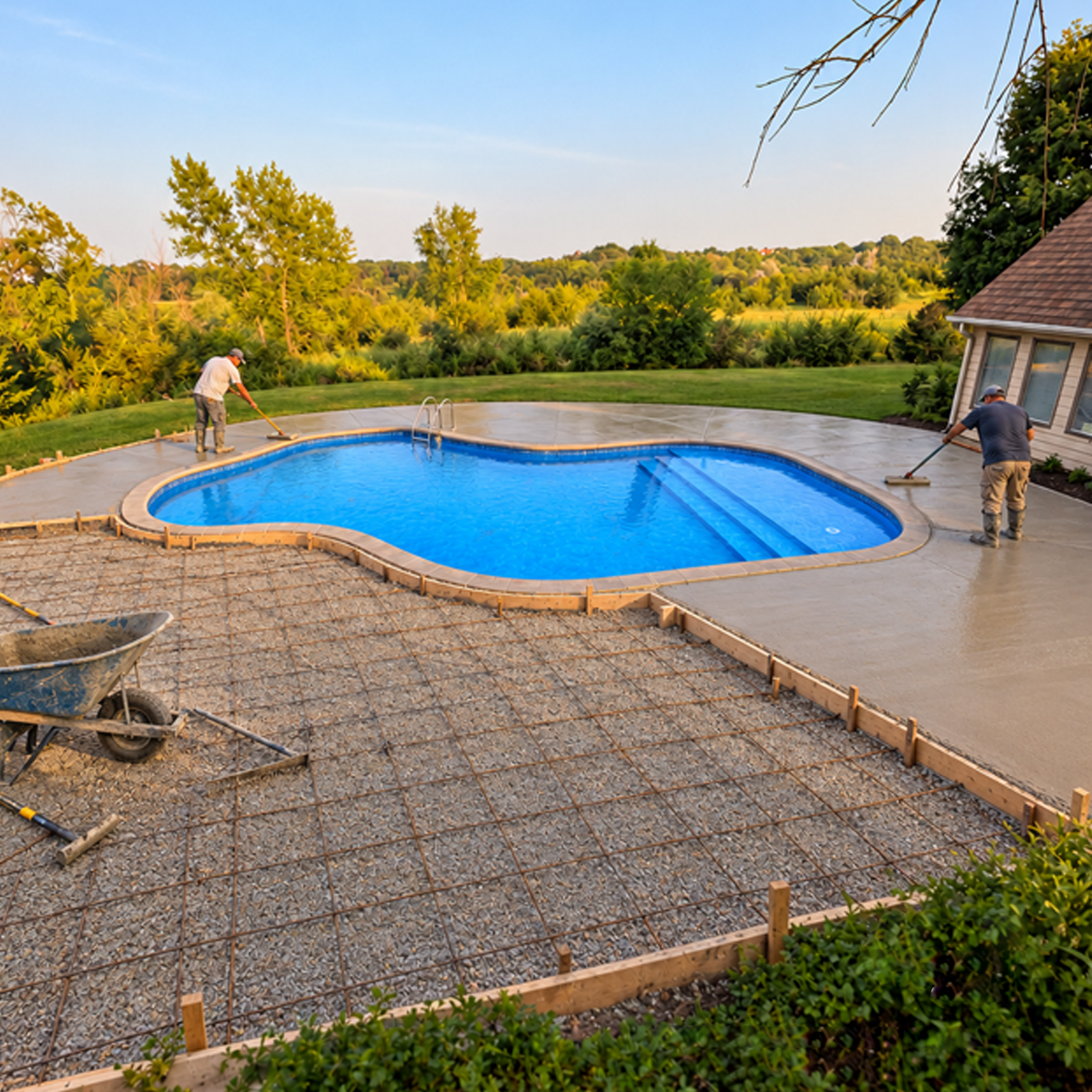 concrete pour around pool